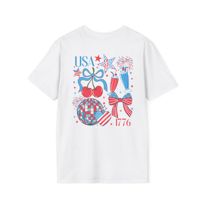 Patriotic Cherry T-Shirt — USA 1776 Fourth of July Graphic Tee