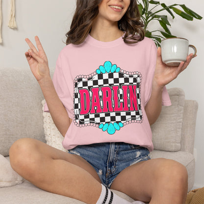 Darlin' Checkerboard Graphic T-Shirt