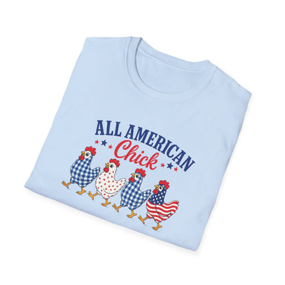 All American Chick T-Shirt — Patriotic Fourth of July Chicken Tee
