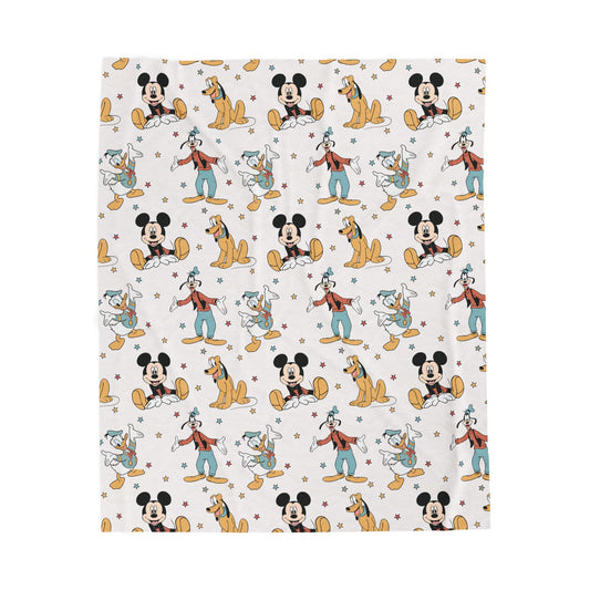Plush Character Pattern Blanket — Cozy Velveteen Throw for Kids & Disney Fans