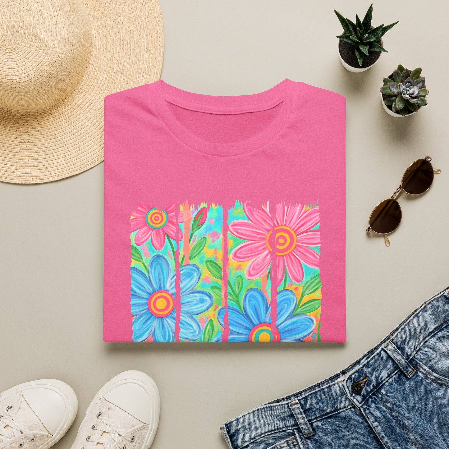 Summer vibes floral tee- Gildan softstyle