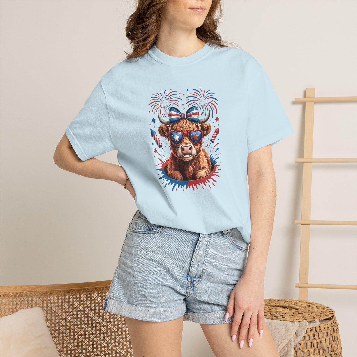 Patriotic Cowboy Bear T-Shirt — 4th of July Fireworks Graphic Tee