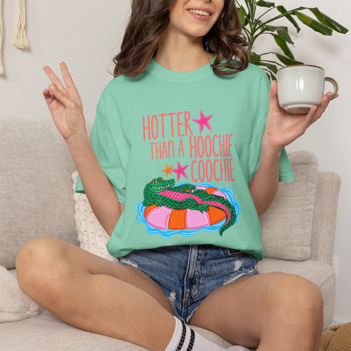 T-Shirt — "Hotter Than a Hoochie Coochie" Gator Pool Graphic Tee