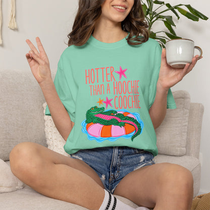 T-Shirt — "Hotter Than a Hoochie Coochie" Gator Pool Graphic Tee
