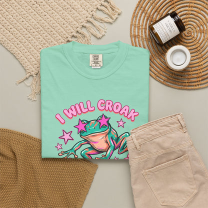 I Will Croak Before Care T-Shirt — Cute Froggy Graphic Tee