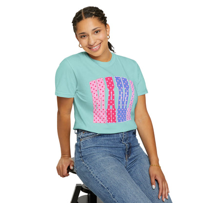 Mama Polka Dot Graphic T-Shirt — Pink & Purple Retro Mother's Day Tee