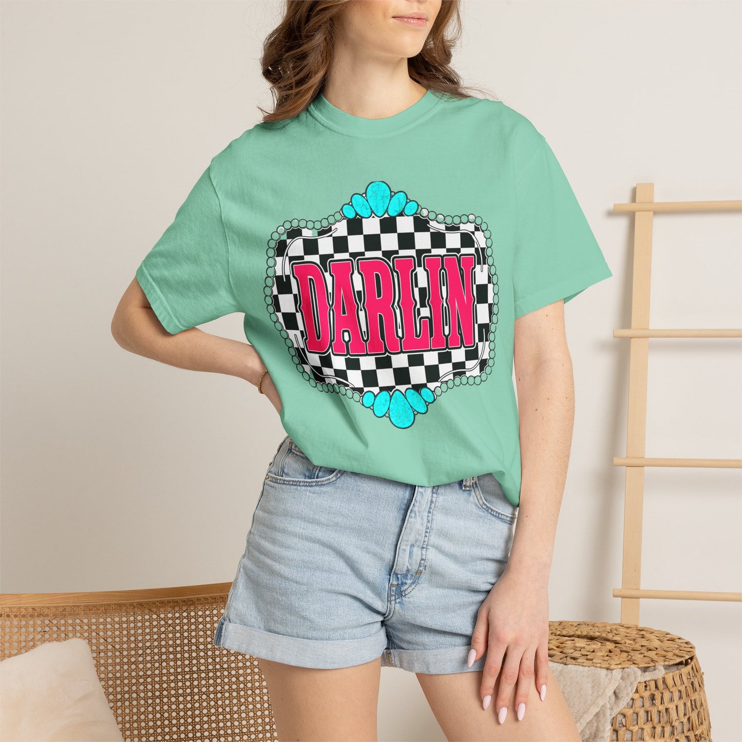 Darlin' Checkerboard Graphic T-Shirt