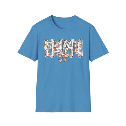 Mama Floral Typography T-Shirt — 'MAMA' Bow Graphic, Cute Mother's Day Gift