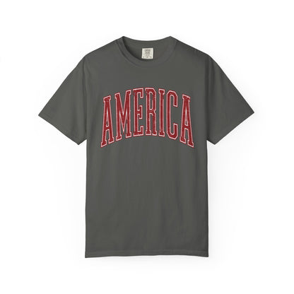 America Graphic T‑Shirt — Vintage Collegiate Patriotic Tee