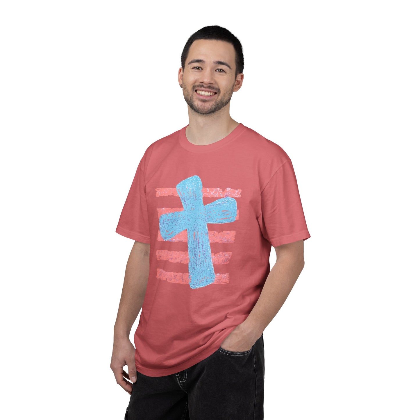 Cross & Stripes T-Shirt — Retro Coastal Church Graphic Tee