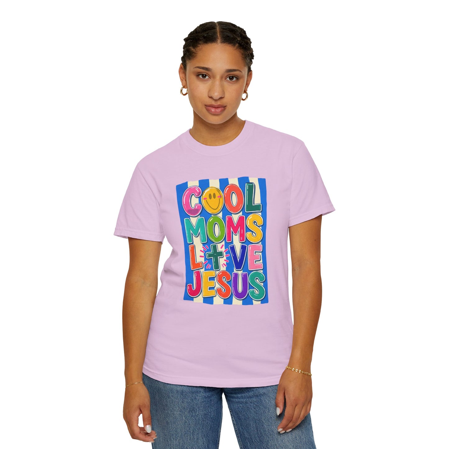 Cool Moms Love Jesus T-Shirt — Colorful Retro Christian Graphic Tee