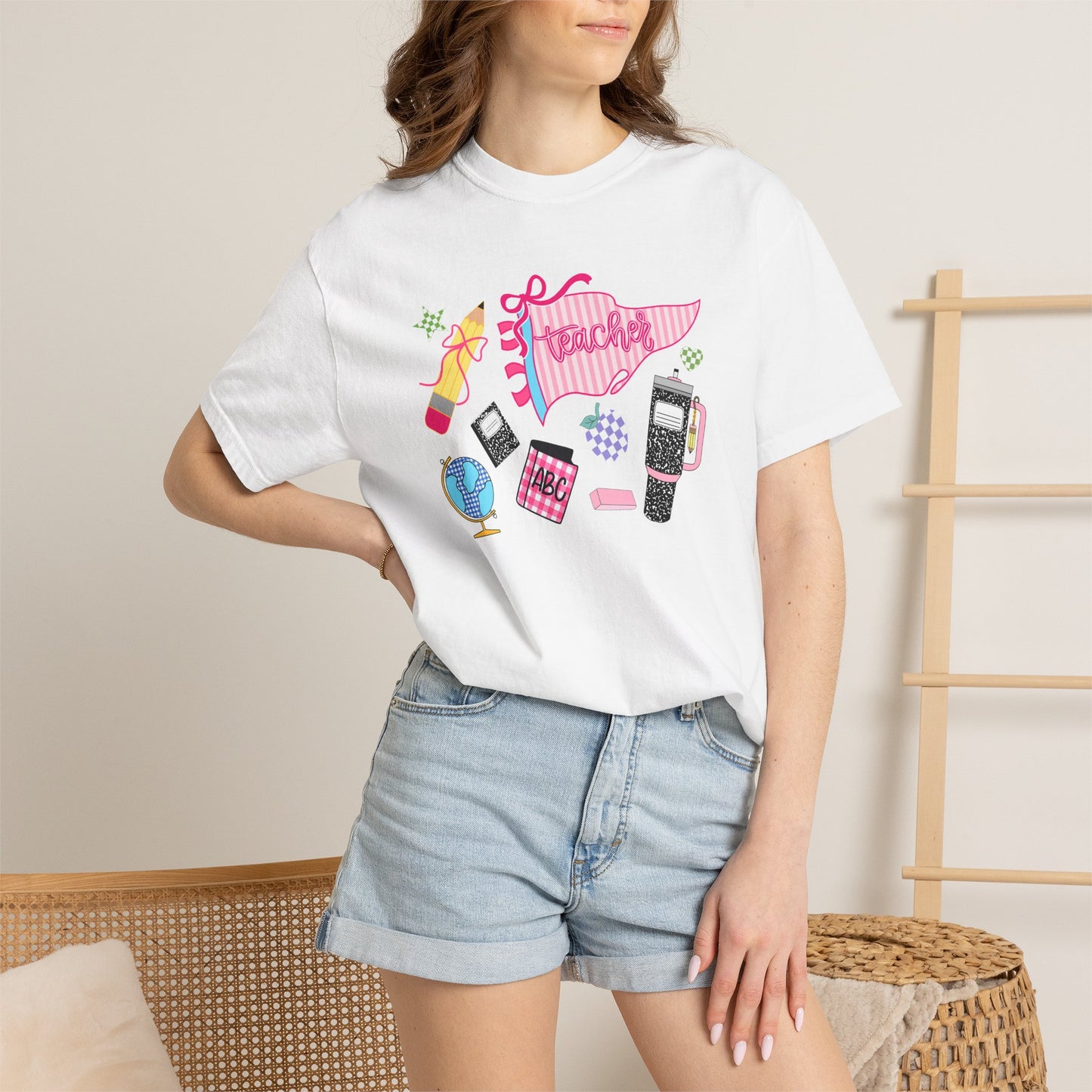 Teacher Essentials T-Shirt — Fun School Supplies Graphic