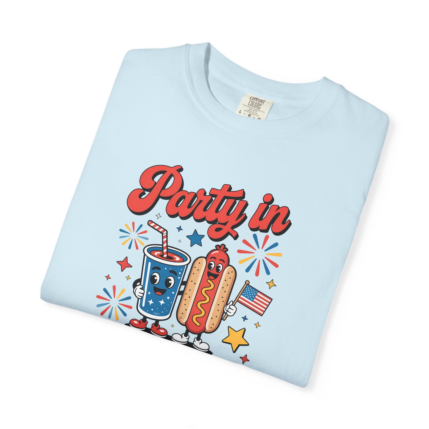 Party in the USA T-Shirt — 4th of July Hot Dog & Soda Graphic Tee