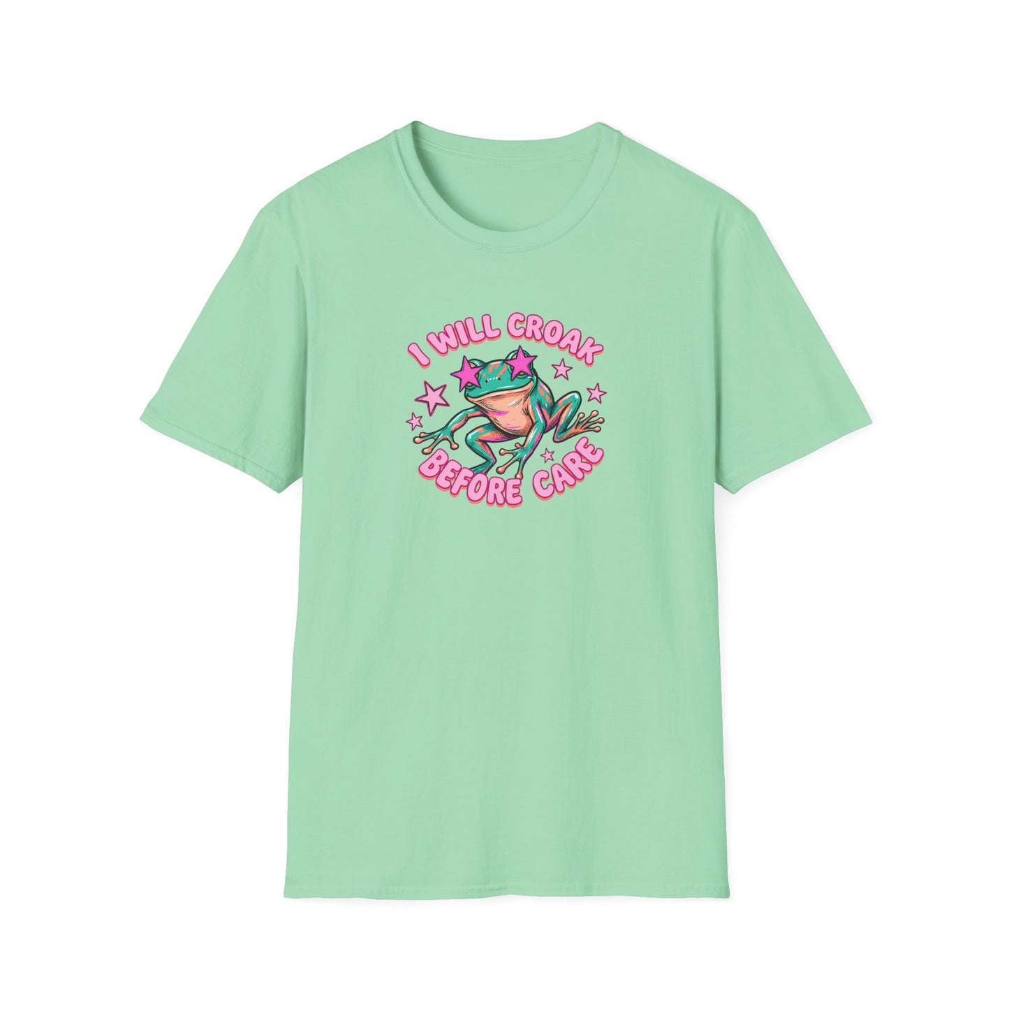 Funny Frog T-Shirt — "I Will Croak Before I Care" Cute Retro Frog Graphic Tee
