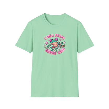 Funny Frog T-Shirt — "I Will Croak Before I Care" Cute Retro Frog Graphic Tee