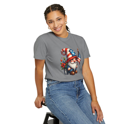 Patriotic Gnome T-Shirt – American Flag Fourth of July Garden Gnome Tee
