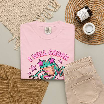I Will Croak Before Care T-Shirt — Cute Froggy Graphic Tee