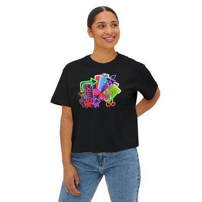 Retro Neon Makeup Graphic Tee — Women's Boxy Tee