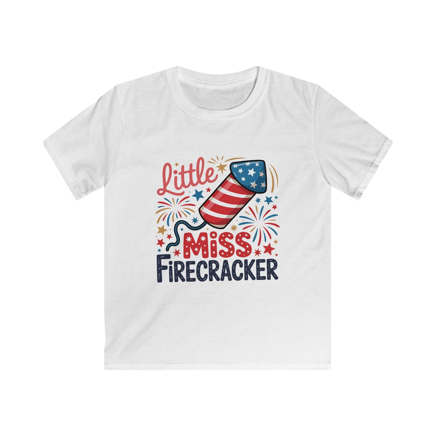 Kids Tee - "Little Miss Firecracker" Patriotic 4th of July Shirt