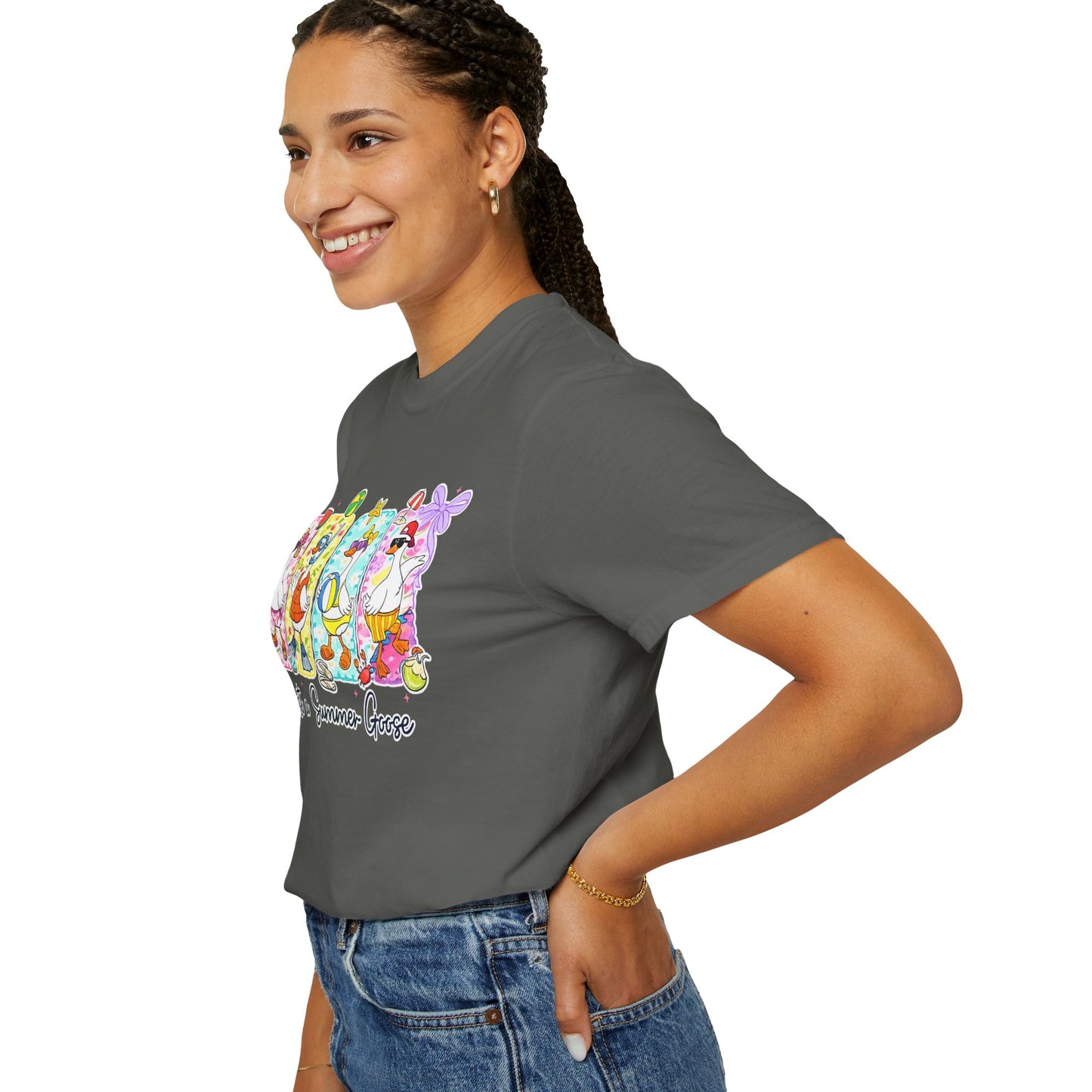 Summer Goose T‑Shirt — "Just a Summer Goose" Cute Beach Cartoon Tee