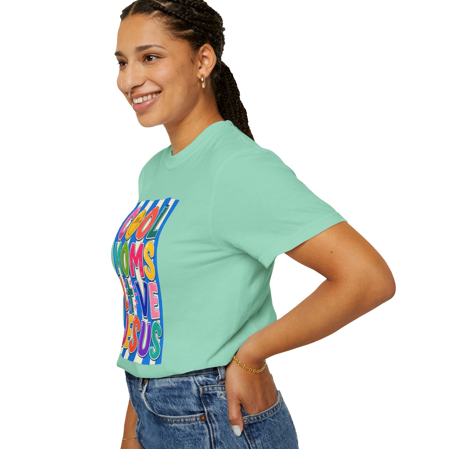Cool Moms Love Jesus T-Shirt — Colorful Retro Christian Graphic Tee
