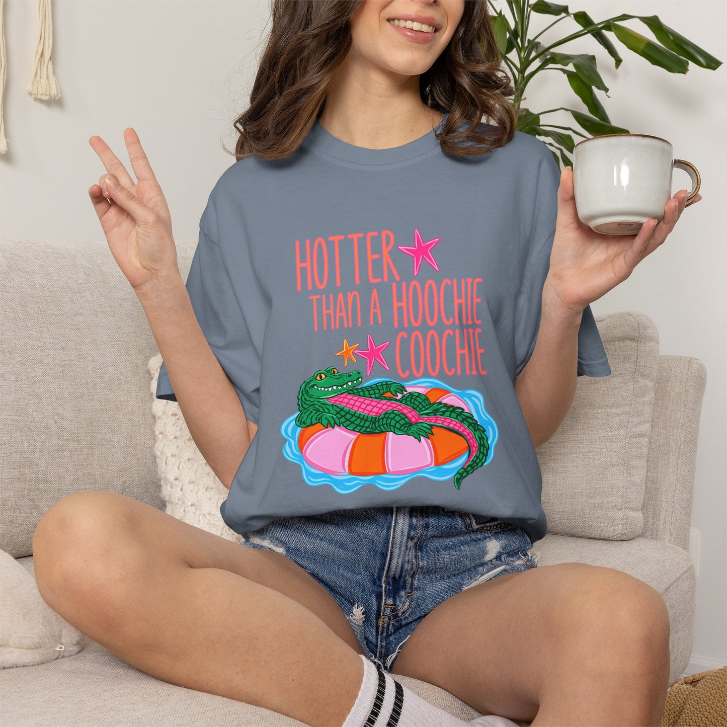 T-Shirt — "Hotter Than a Hoochie Coochie" Gator Pool Graphic Tee