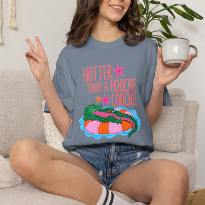 T-Shirt — "Hotter Than a Hoochie Coochie" Gator Pool Graphic Tee