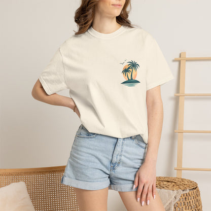 Palm Island Sunset T-Shirt — Tropical Beach Graphic Tee