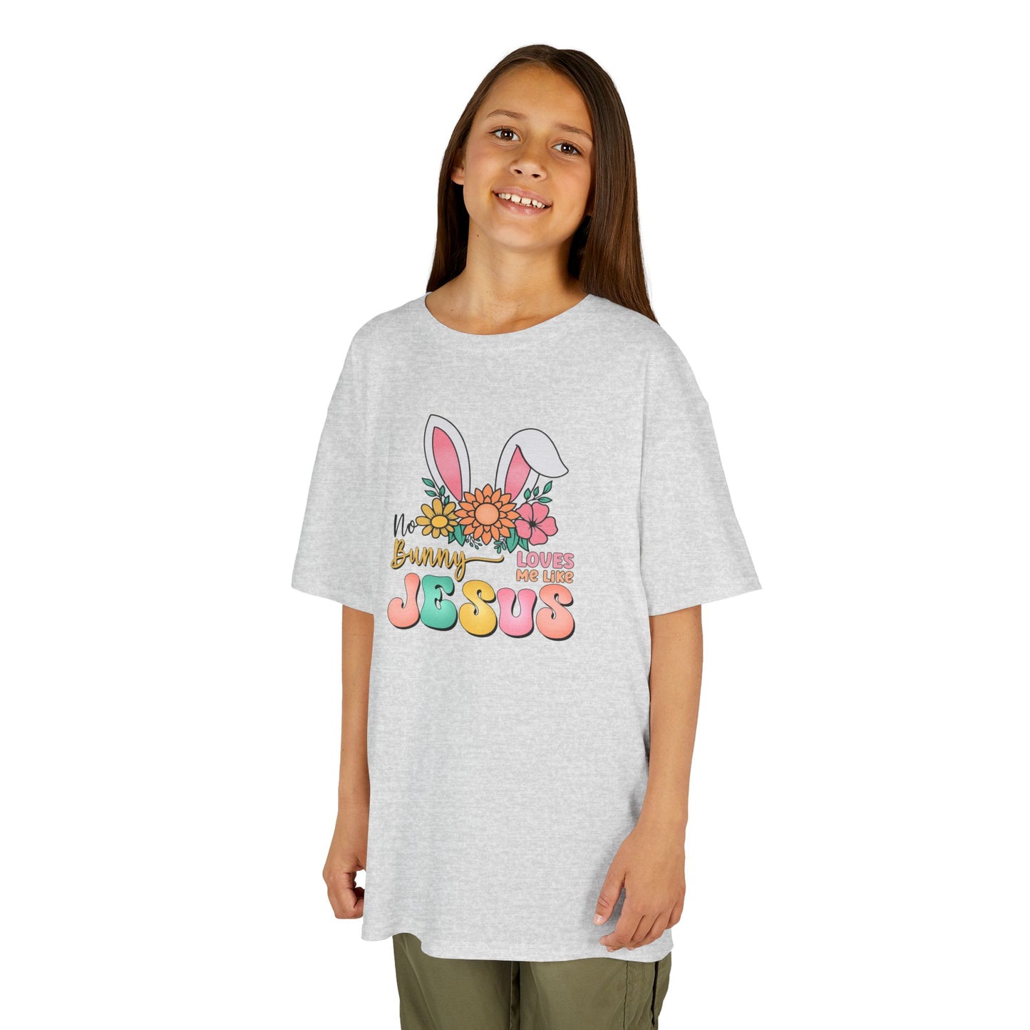 Kids Tee — "Hippie Bunny Jesus" Pastel Easter Graphic