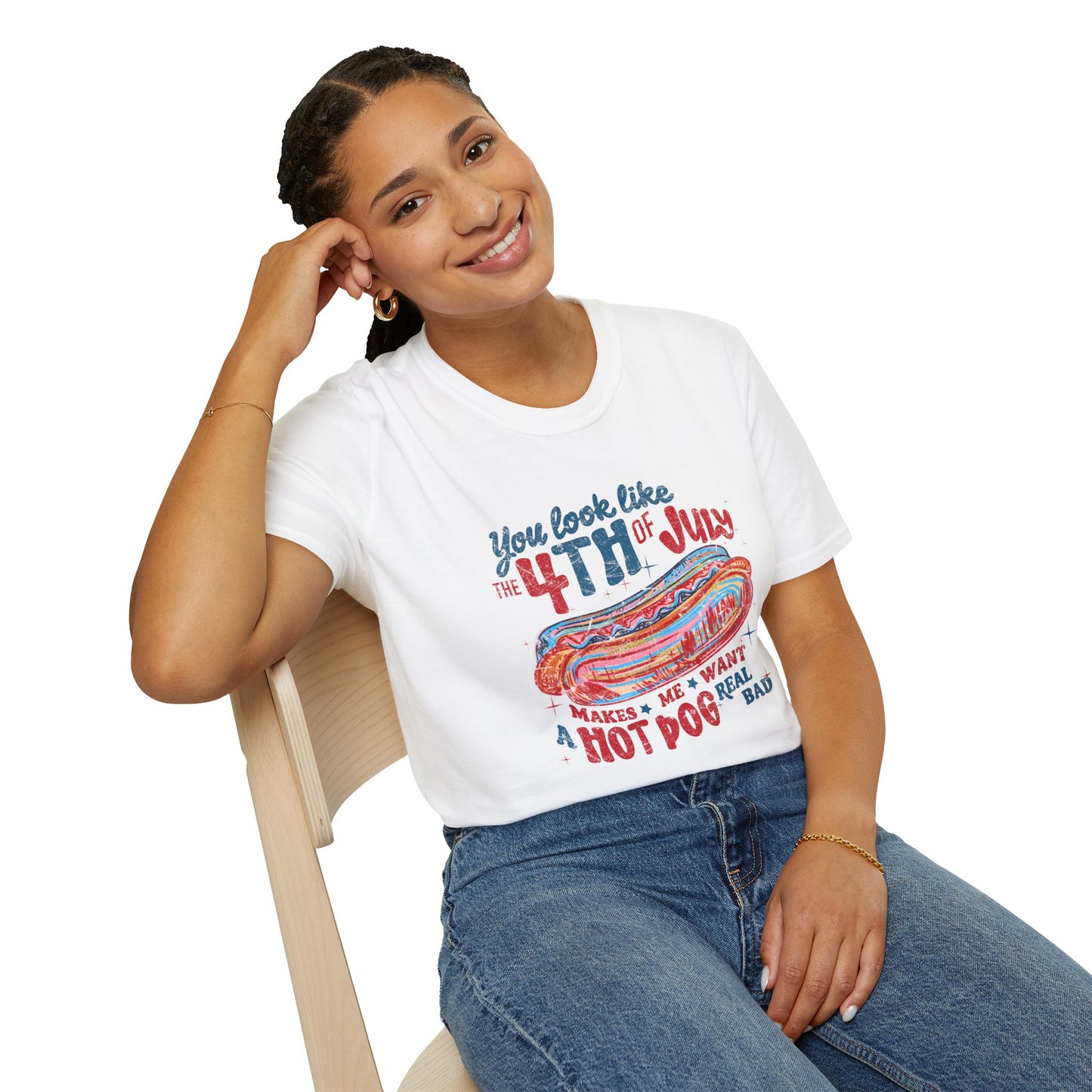 4th of July Hot Dog T-Shirt — Retro Patriotic BBQ Tee