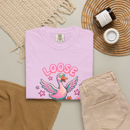 Loose as a Goose T-Shirt — Cute Retro Pink Goose Graphic Tee