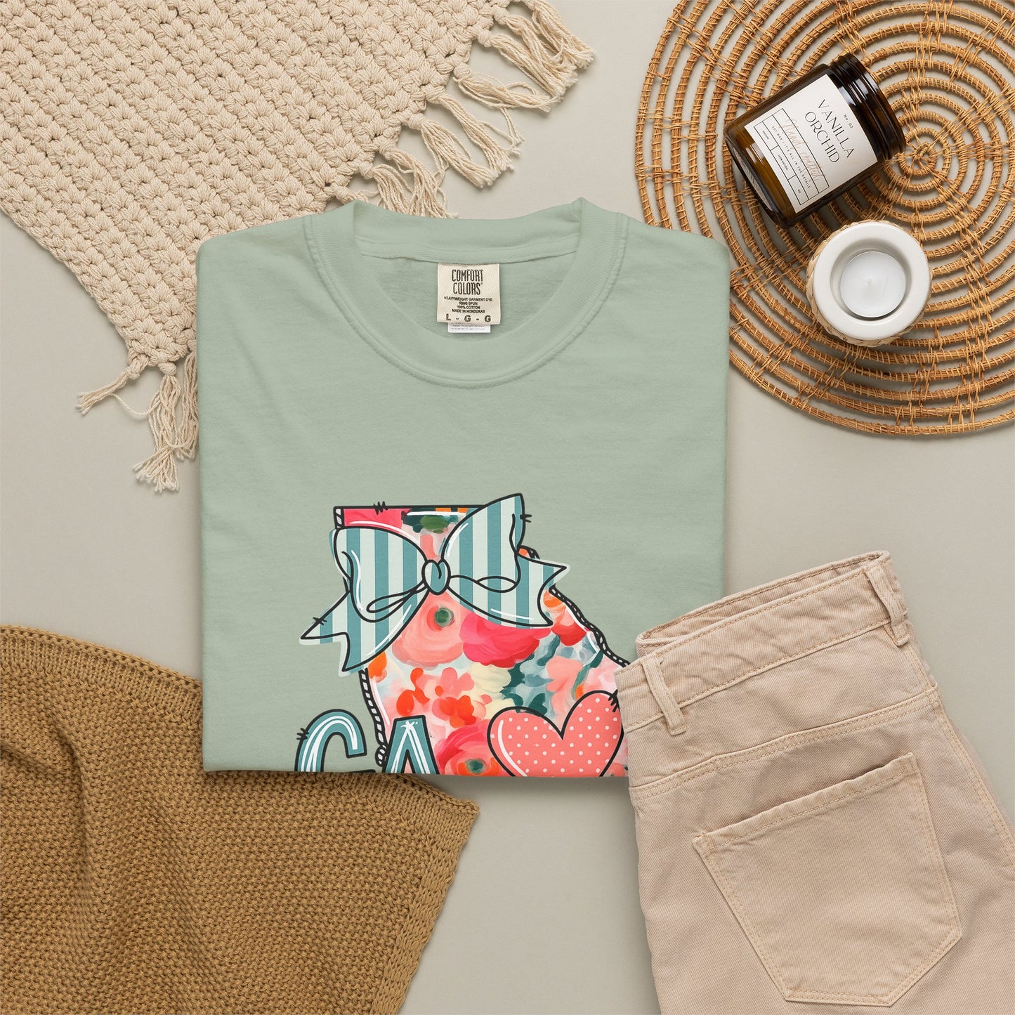 Georgia Floral State T-Shirt — GA Heart Bow Design