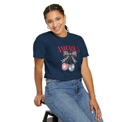 America Cherry Graphic T-Shirt — Patriotic 4th of July Tee