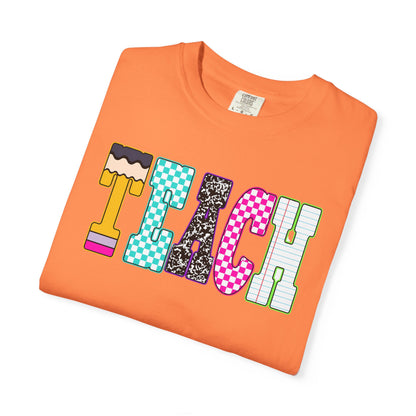 Teach Colorblock Graphic T-Shirt — Fun Teacher Appreciation Tee