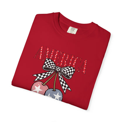 America Cherry Graphic T-Shirt — Patriotic 4th of July Tee