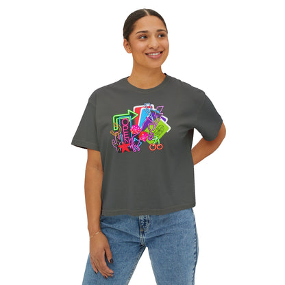 Retro Neon Makeup Graphic Tee — Women's Boxy Tee