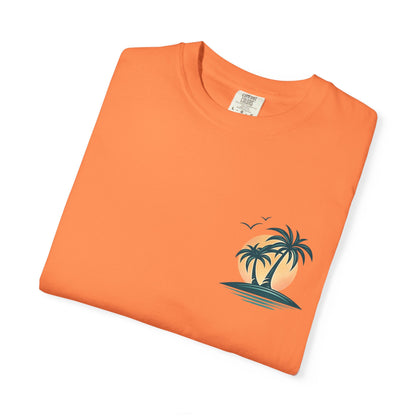 Palm Island Sunset T-Shirt — Tropical Beach Graphic Tee