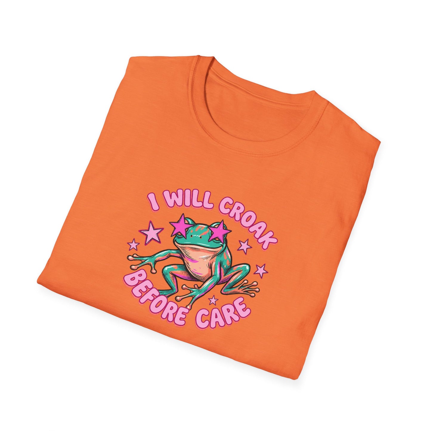 Funny Frog T-Shirt — "I Will Croak Before I Care" Cute Retro Frog Graphic Tee