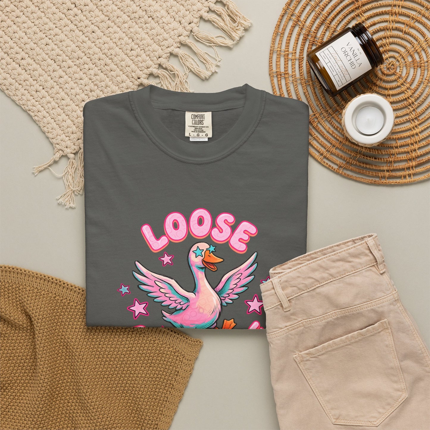 Loose as a Goose T-Shirt — Cute Retro Pink Goose Graphic Tee
