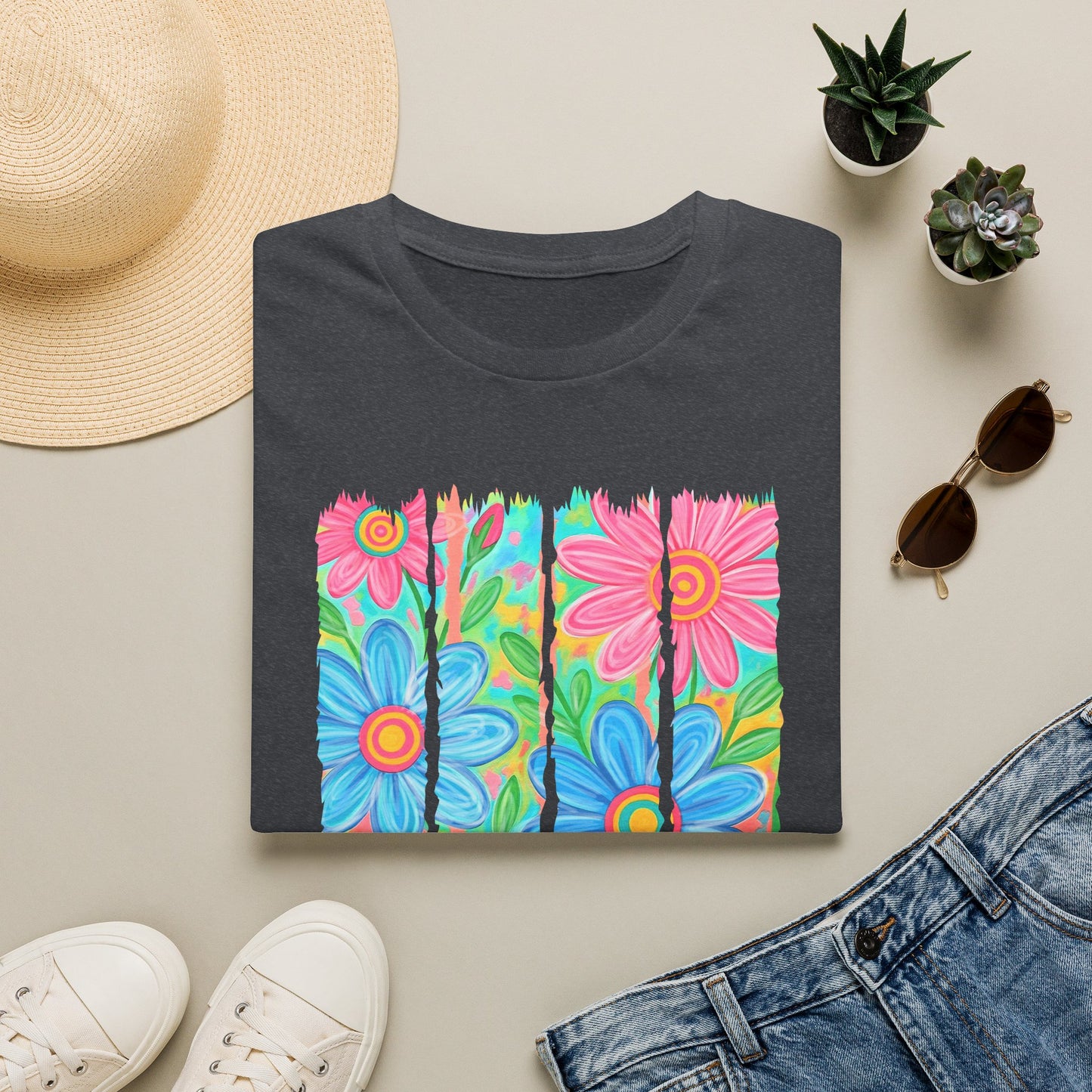 Summer vibes floral tee- Gildan softstyle