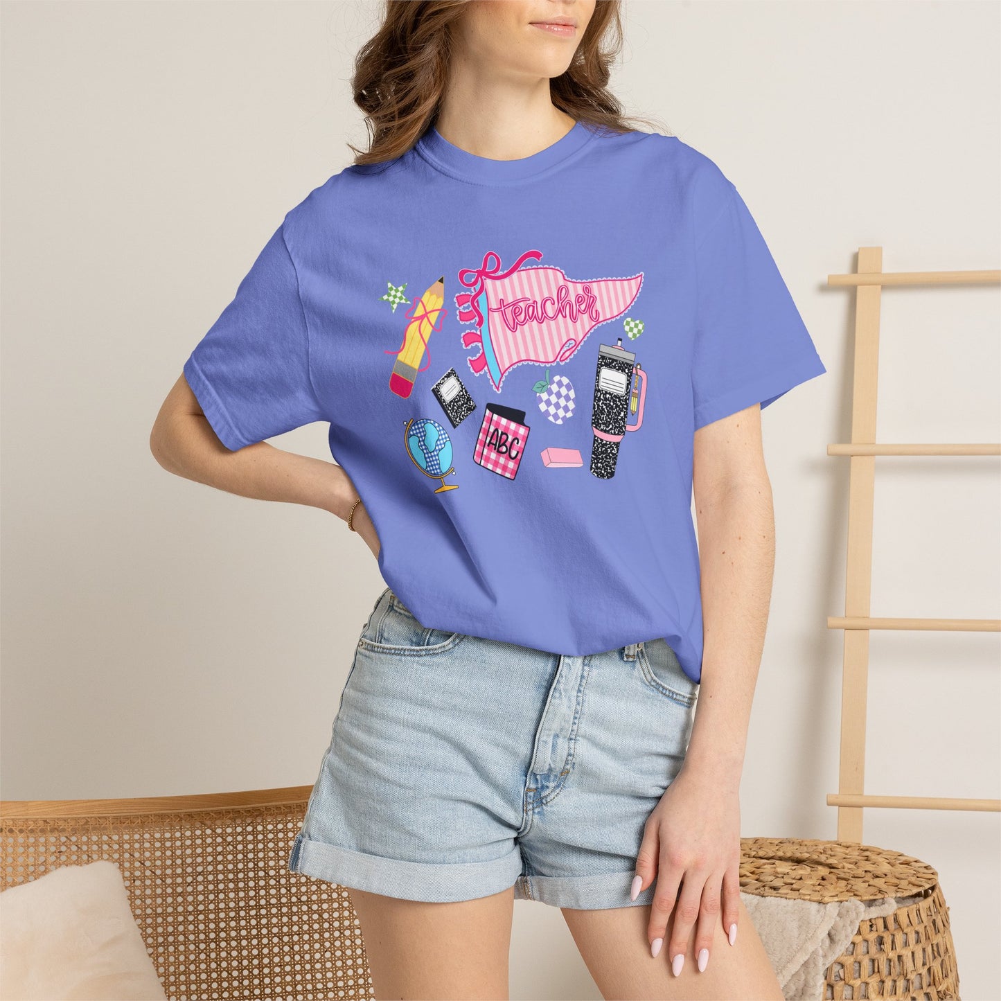 Teacher Essentials T-Shirt — Fun School Supplies Graphic