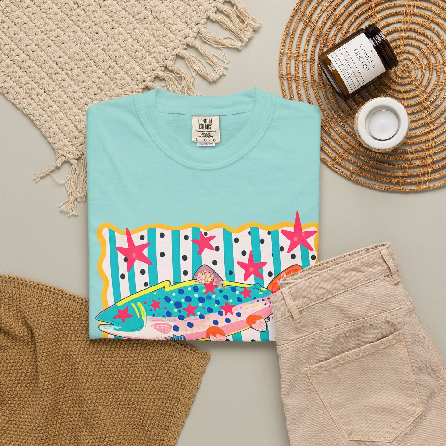 Fish Pattern T-Shirt — Colorful Retro Sea Life Graphic Tee