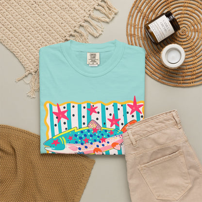 Fish Pattern T-Shirt — Colorful Retro Sea Life Graphic Tee