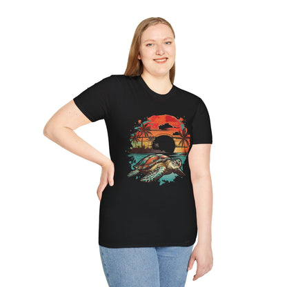 Sea Turtle Sunset T-Shirt — Tropical Beach Graphic Tee