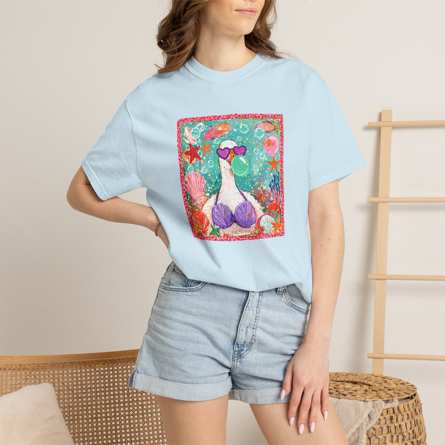 Goose in Bikini Beach T-Shirt — Cute Retro Seaside Graphic Tee