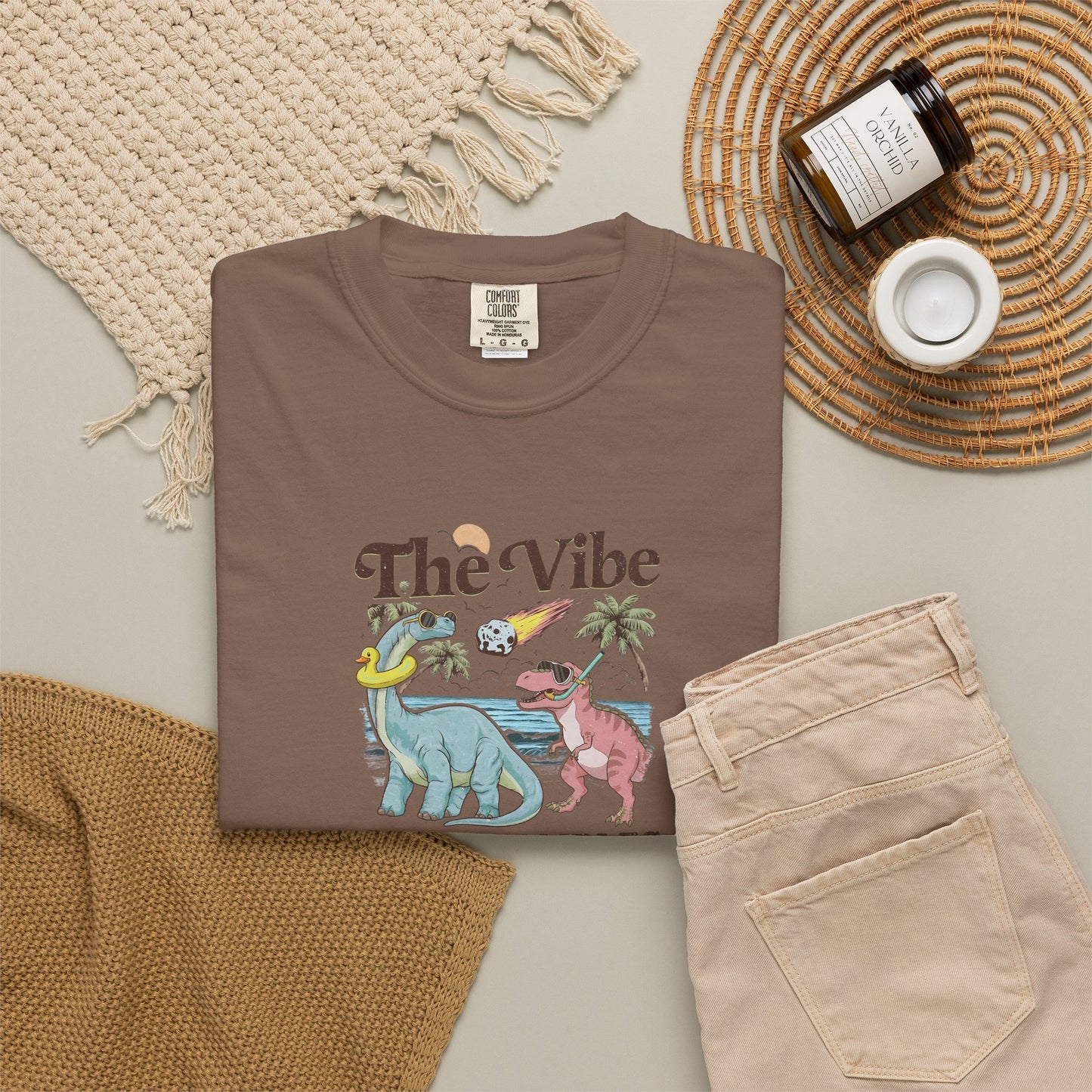 Retro Dinosaur Tee — "The Vibe Is In Shambles" Graphic T-Shirt