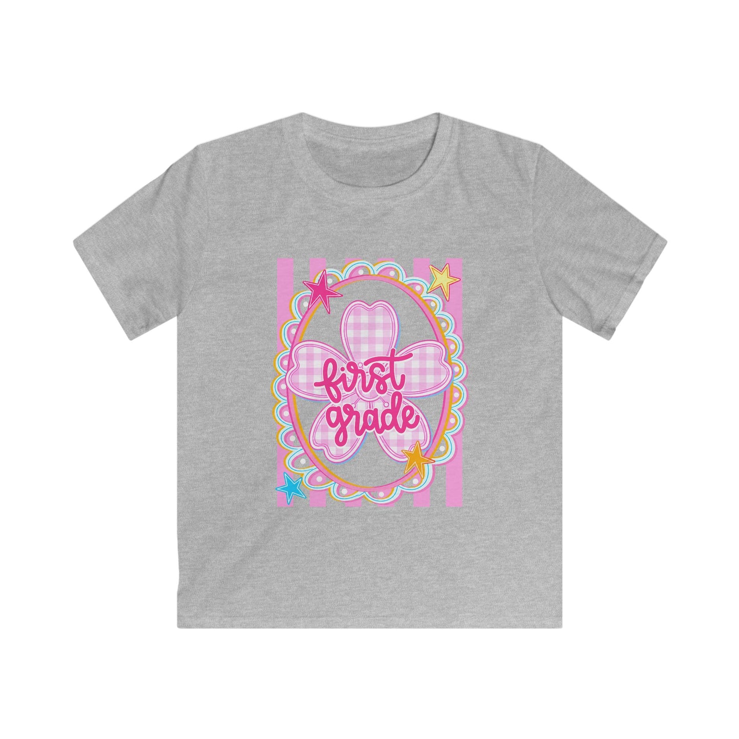 First Grade Kids T‑Shirt — Pink Bow Back-to-School Tee
