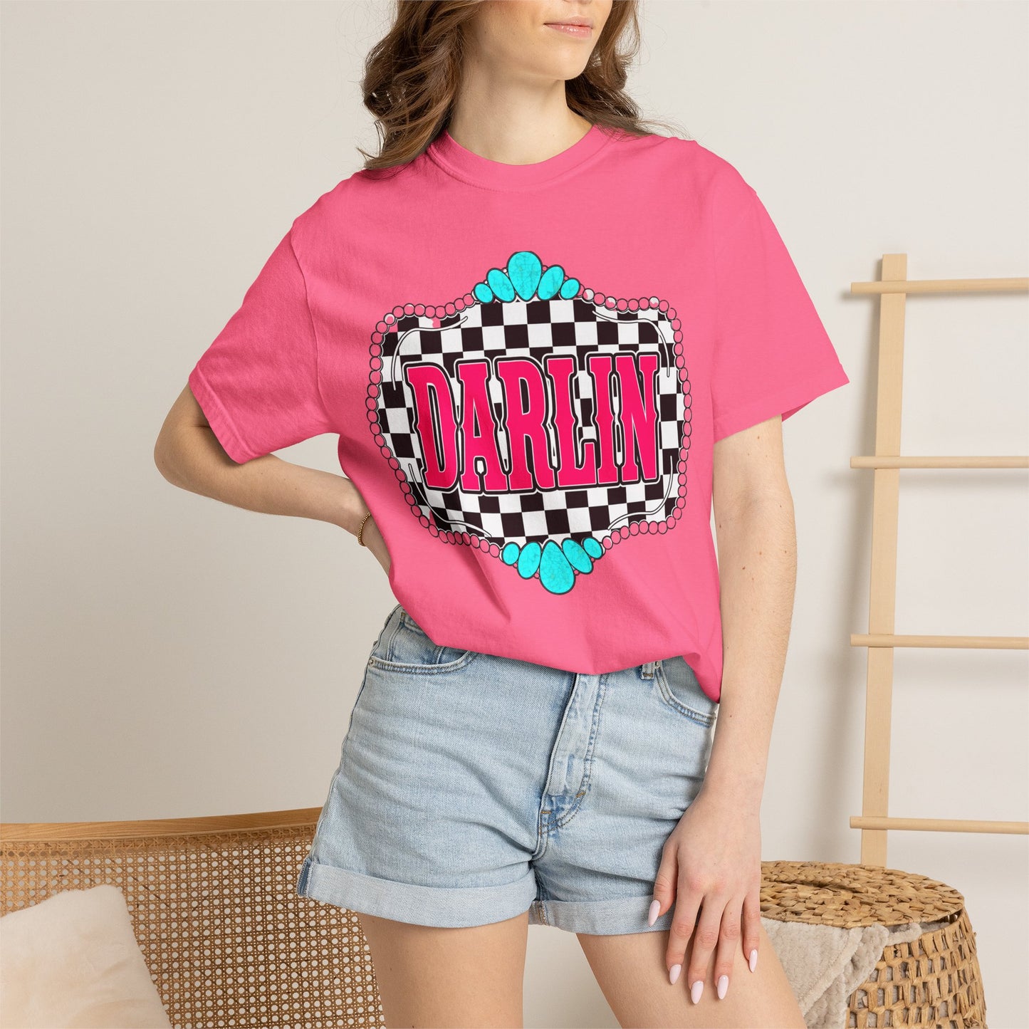 Darlin' Checkerboard Graphic T-Shirt