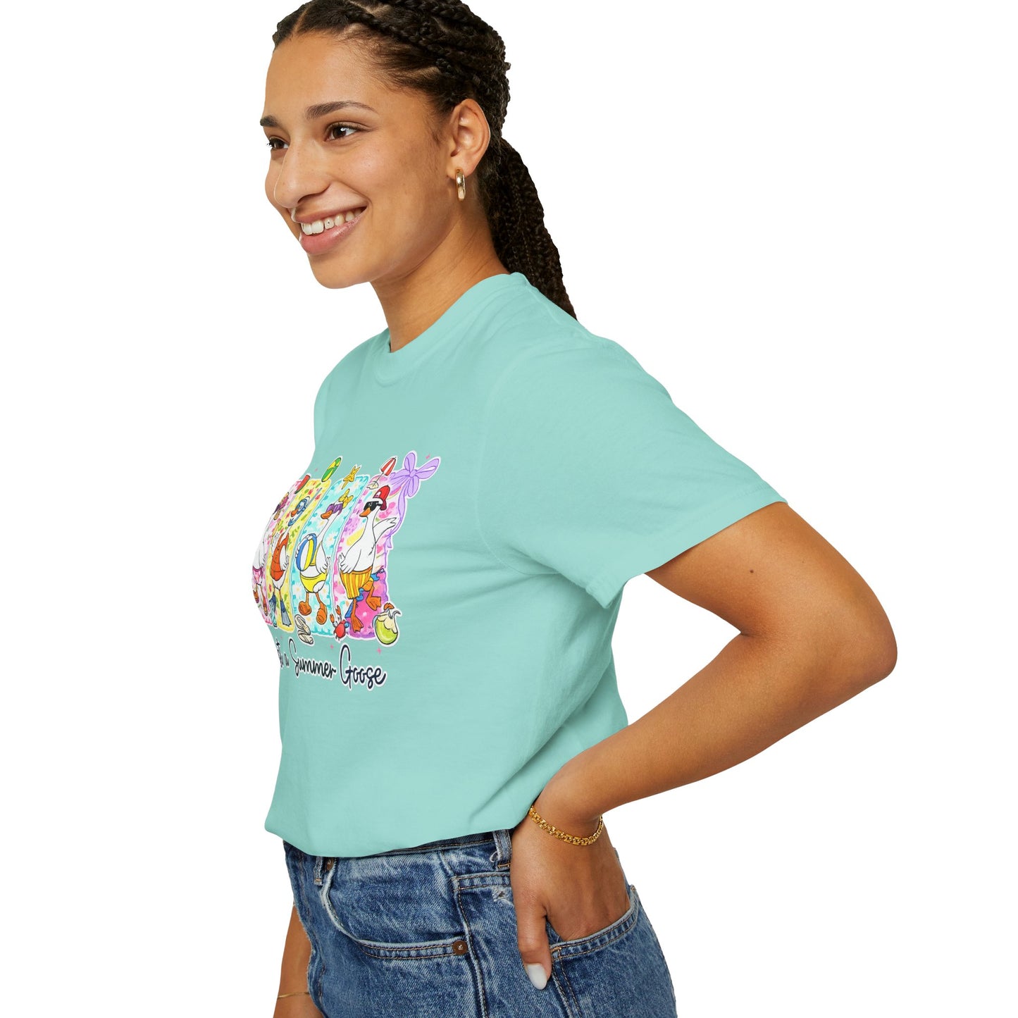 Summer Goose T‑Shirt — "Just a Summer Goose" Cute Beach Cartoon Tee