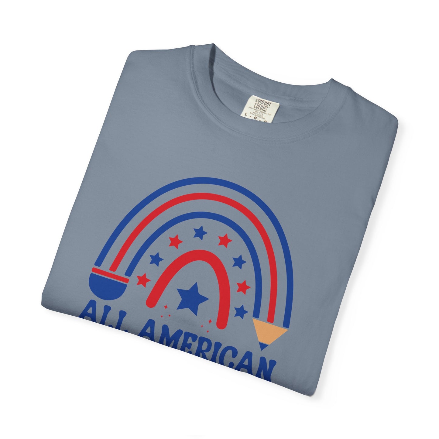 All American Teacher T-Shirt — Patriotic Rainbow Teacher Top